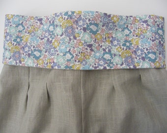 Ceinture cortège Liberty lin coton Robe Bermudas Naissance 1/3/6/12/18 mois 2/4/6/8/10/12 ans Adulte