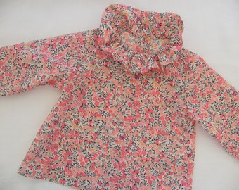 Blouse LIBERTY Wiltshire Pois de senteur, naissance 1/3/6/9/12/18 mois 2/3/4/5/6/8 ans manches longues