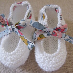 White cotton slippers and LIBERTY Betsy porcelain 1/3/6/9 months