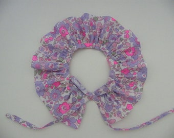 Removable pierrot collar LIBERTY Betsy Fluo Lilac, birth 1/3/6/12/18 months 2/3/4/6/8/10 years Girl