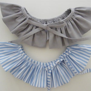 Removable pierrot collar, woman, child, blue striped, light grey, to choose from LIBERTY or cotton image 1