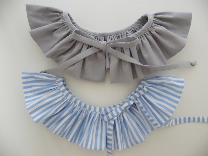 Removable pierrot collar, woman, child, blue striped, light grey, to choose from LIBERTY or cotton image 1