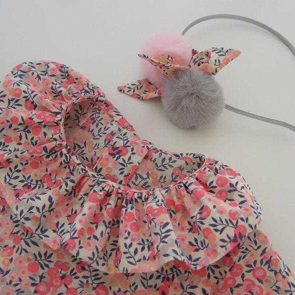 Blouse LIBERTY Wiltshire Pois de senteur, naissance 1/3/6/9/12/18 mois 2/3/4/5/6/8 ans manches longues