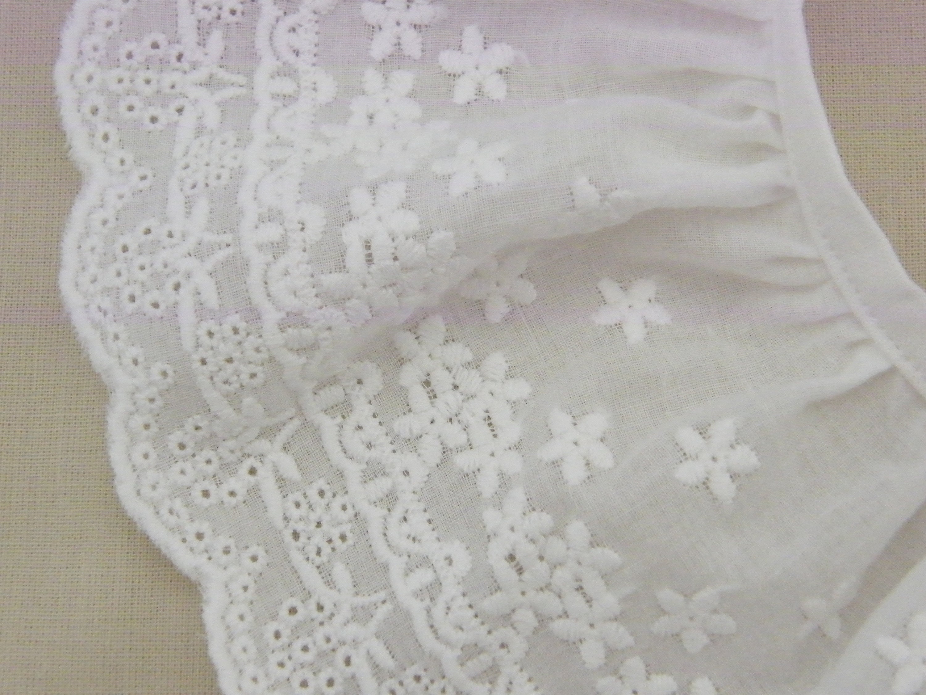 Large Detachable Collar With Eyelet Embroidery and Lace, Sizes 6/12/18 ...