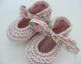 Wool slippers - cashmere, LIBERTY Betsy Ann pink