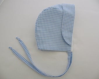 Béguin Bébé, hellblauer Gingham, reversibel, umgekehrte rechte Geburt 1/3/6/9/12/18 Monate 2/3 Jahre