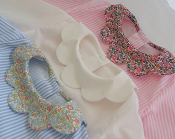 LIBERTY and cotton blouse (Betsy Ann blue, pink, your choice), scalloped collar, birth 1/3/6/12/18 months 2/3/4/6/8 years