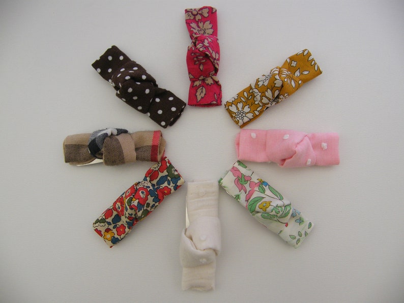 8 Barrettes LIBERTY clic-clac, Betsy, Wiltshire, Mitsi, Mirabelle, D'Anjo, Capel, Eloise et coton Lot 8