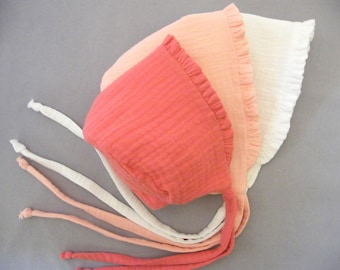 Cotton gauze beanie of your choice, birth 1/3/6/12/18 months 2/3/4/6/8 years