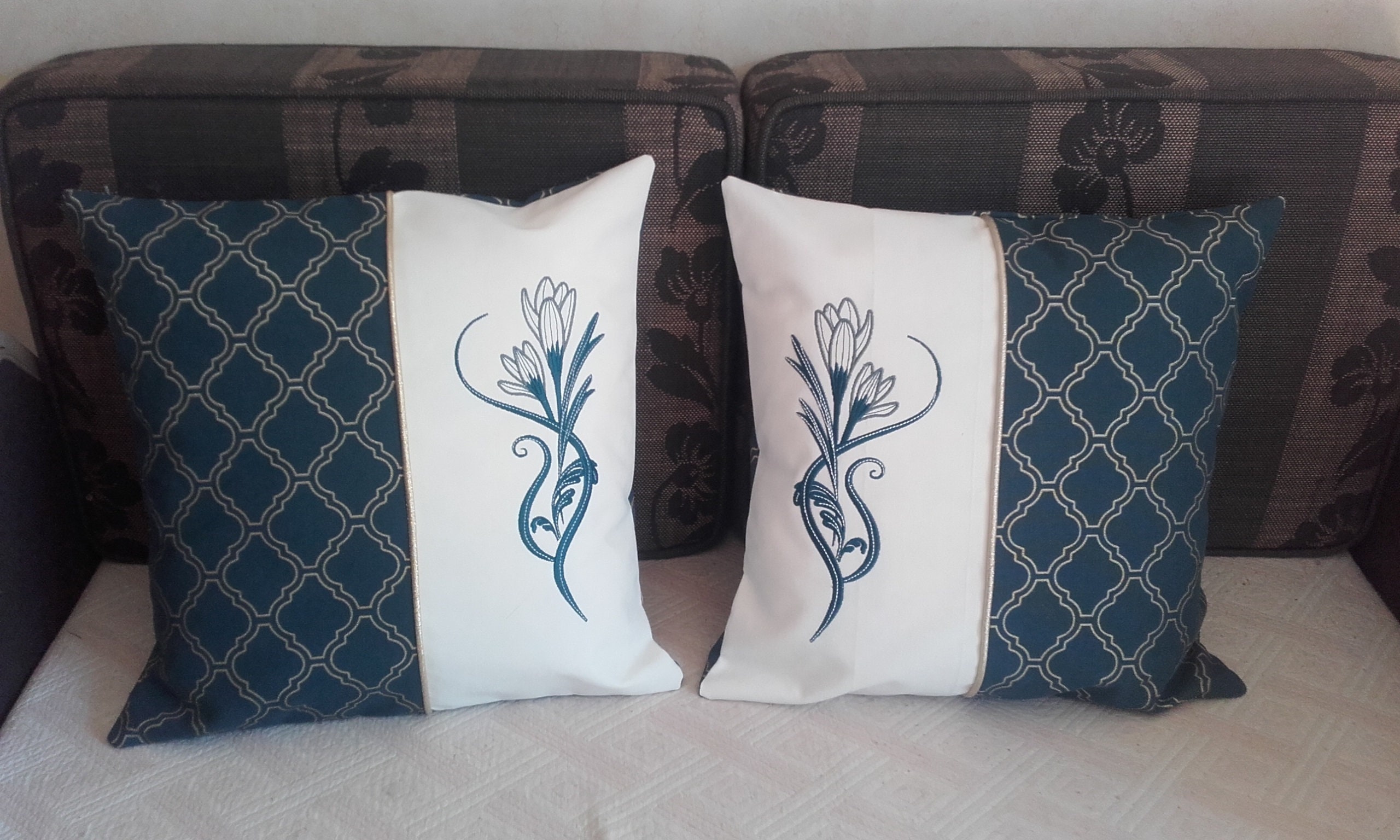 Housse de Coussins Bleu Paon