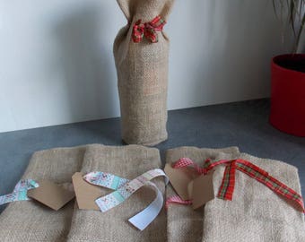 Emballage cadeau en toile de jute pour bouteille