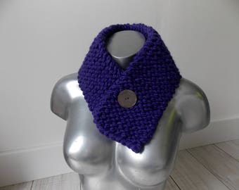 Tour de cou snood au point mousse violet