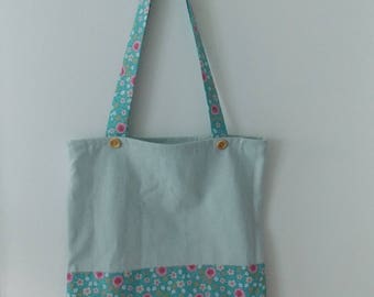 Tote bag à bandoulière en jean et liberty