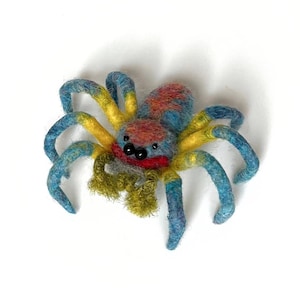 Halloween JUMPER SPIDER, colorful needle felted cute wool spider.