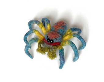 Halloween JUMPER SPIDER, bunte Nadel gefilzte süße Wolle Spinne.