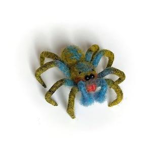 Cute JUMPER SPIDER, needle felted halloween decor wool spider.