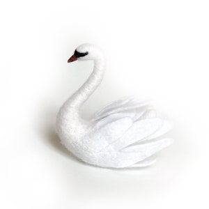 Handmade beautiful needle felted WHITE SWAN ornament.