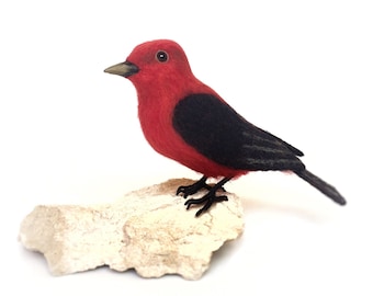 The Felted Bird - Red Hawaiian Honeycreeper-ʻiʻiwi - Symbol of