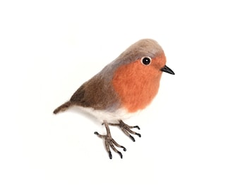 Realistic robin christmas decor, needle felted wool bird decor