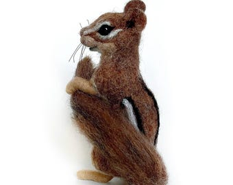 Sweet handmade CHIPMUNK sculpture, christmas decor needle felted figurine