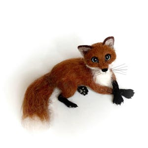 Wool RED FOX christmas decor sculpture, needle felted forest fox figurine.