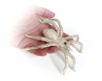 Needle felted creepy toy spider, realistic spider figurine