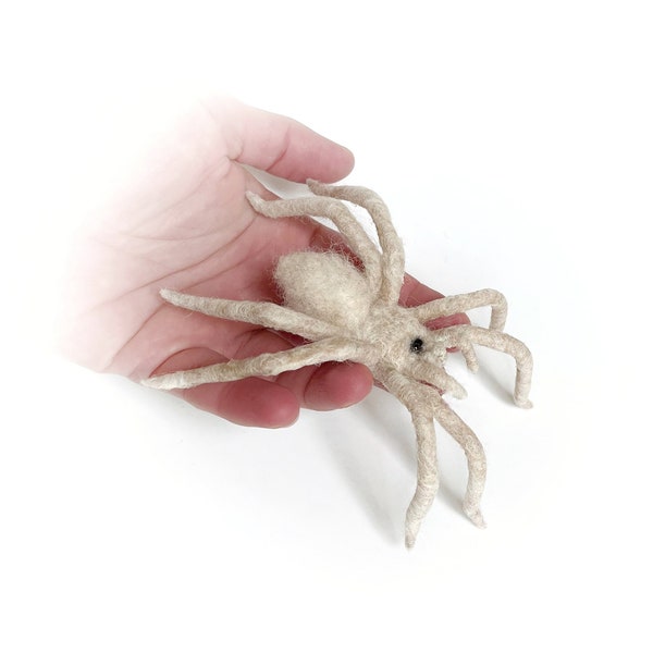 Needle felted creepy toy spider, realistic spider figurine