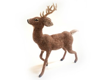 Christmas Decor Deer, Needle Felted Realistic Deer Wool Figure