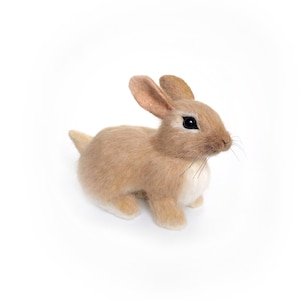 Needle Felted Fluffy Bunny: Handmade Hight Quality Wool Easter Decor Figurine