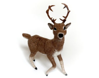 ニードルフェルトで作った雌鹿と雄鹿のペア、尾は白 - Etsy 日本