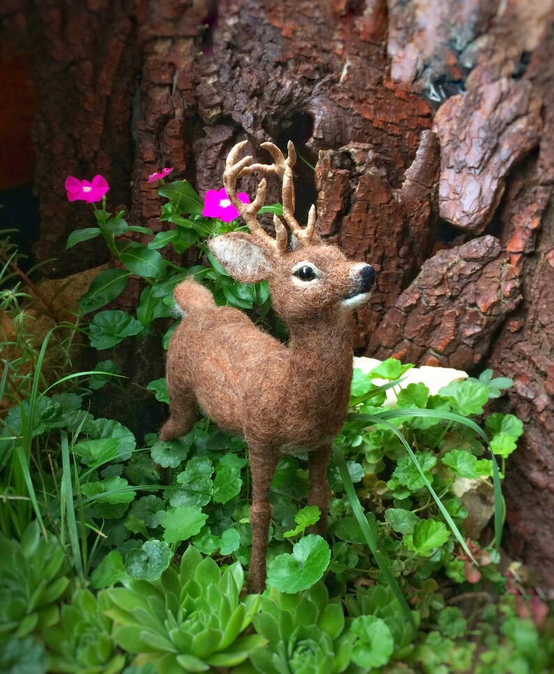Little christmas decor woodland needle felted realistic deer Etsy