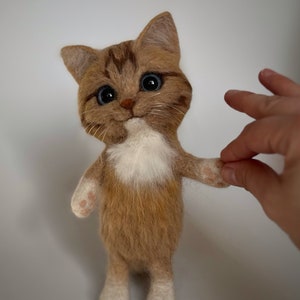 Wool cat doll portrait, custom needle felted kitten memory replica. No realistic, toy looking, made to order. image 7