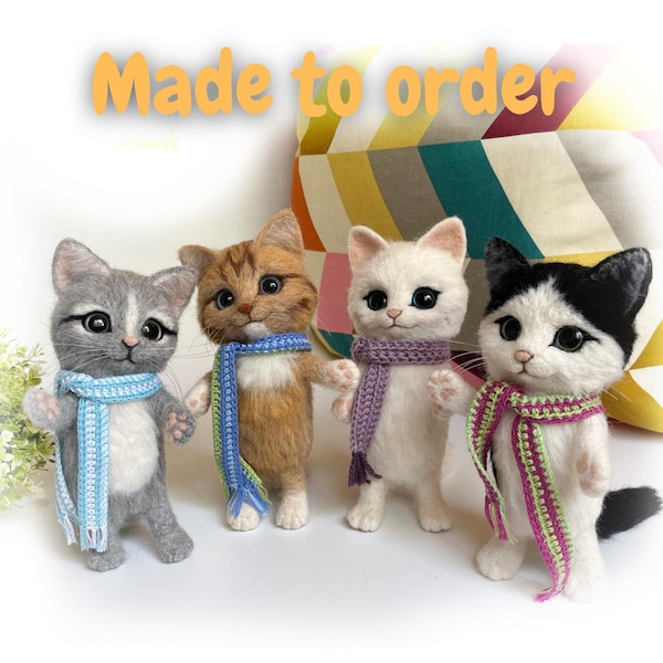 Wool Needle Felted Cat Doll Replica - custom orders Personalized Toy-Like Pet Memorial.