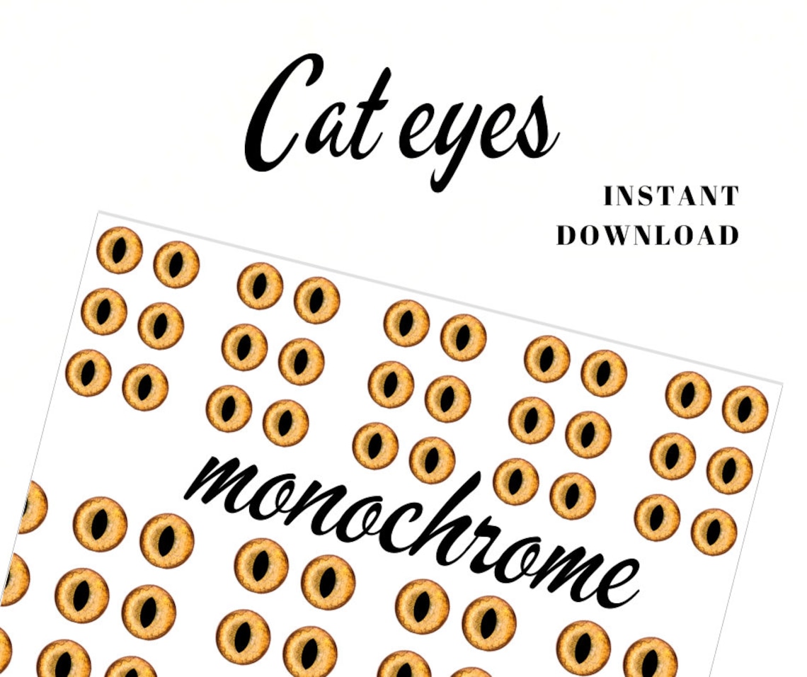 Printable monochrome cat eyes Collage Sheet to handmade cat Etsy