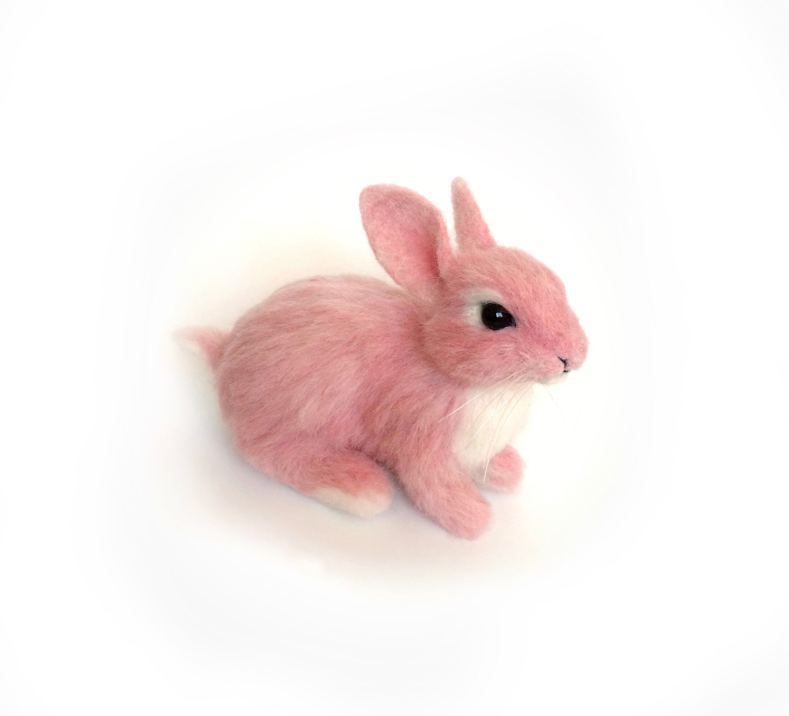 Handmade Needle Felted Wool Bunny: Pink Easter Decor Figurine - Etsy
