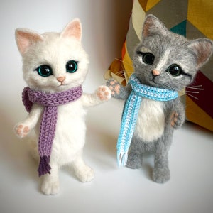 Wool cat doll portrait, custom needle felted kitten memory replica. No realistic, toy looking, made to order. image 8