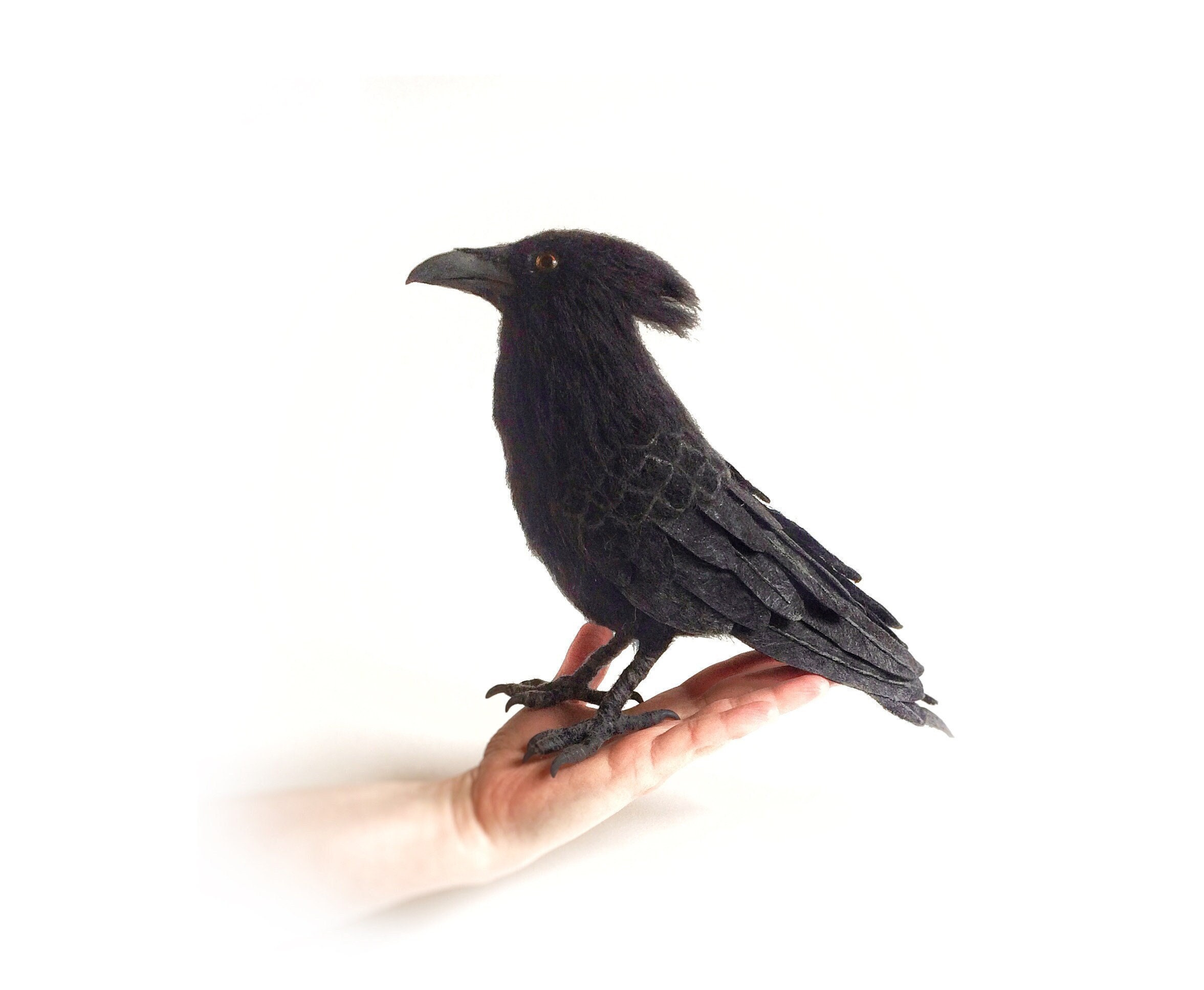 Realistic Raven Halloween Decor, Needle Felted Wool Raven Sculpture. - Etsy