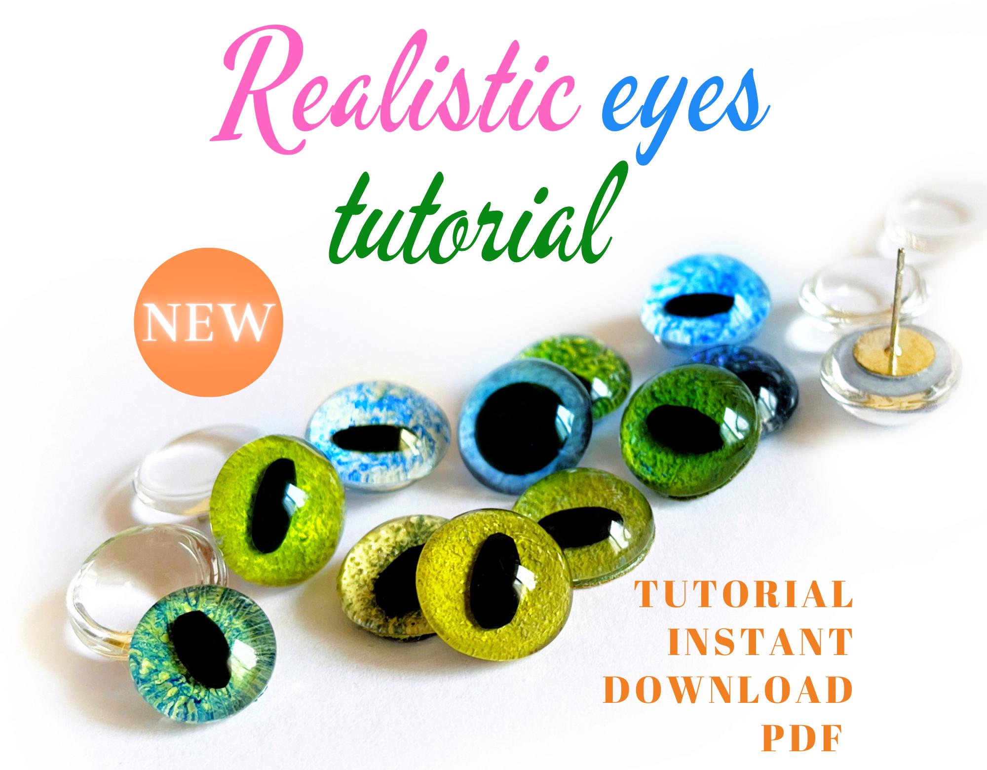 Tutorial en PDF para hacer ojos de vidrio, 4 tipos de tecnología, guía para hacer ojos realistas para animales de juguete, animales de fieltro con aguja