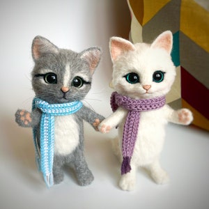 Wool cat doll portrait, custom needle felted kitten memory replica. No realistic, toy looking, made to order. image 10