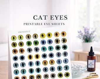 Printable Color Cat Eyes Sheets: Needle Felted Kitten and Amigurumi Supplies (Digital Download)