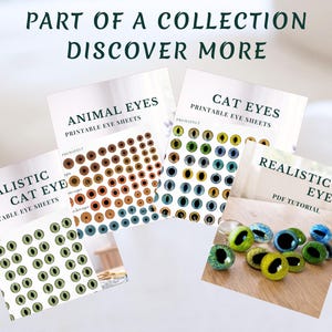 Folhas para imprimir com desenhos de olhos de gato coloridos: Materiais para feltragem de gatinhos e amigurumi (Download digital) imagem 17