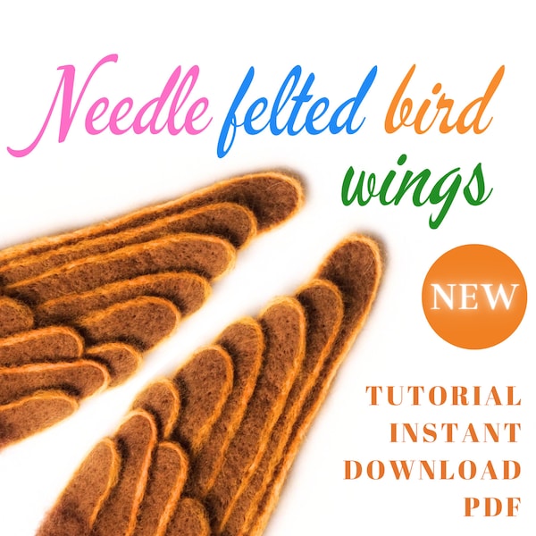 Wool bird wings and tail making tutorial, digital download PDF file, wings making guide for needle felted birds.