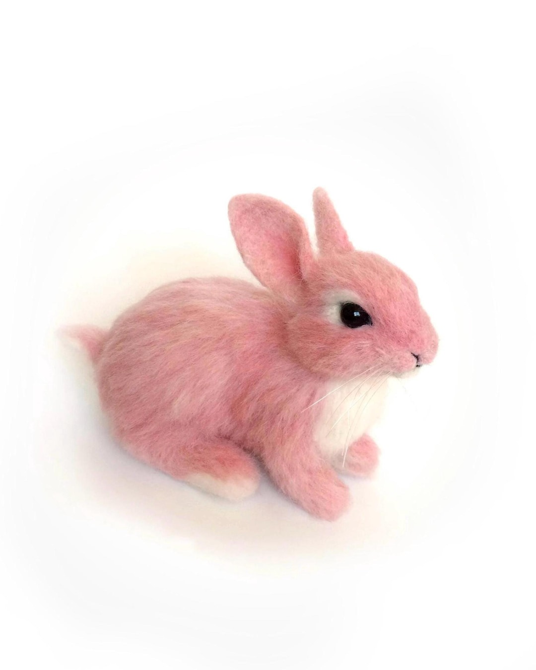 Handmade Needle Felted Wool Bunny: Pink Easter Decor Figurine - Etsy