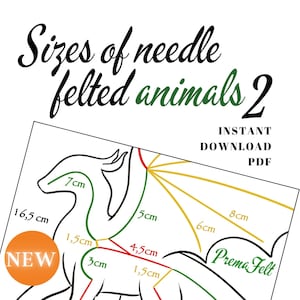 Wire armature sizes, ratios, of needle felted animals guide part 2, digital download PDF file