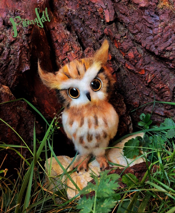 Soft Ooak Cute Baby Eagle Owl Sculpture Handmade Realistic Etsy