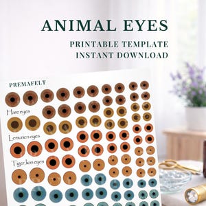 Sjabloonblad Animal Eye voor amigurumi, pluche en naaldvilt – afdrukbare pdf-ogen