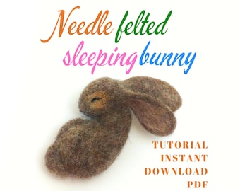 Tutorial de conejito Waldorf de PASCUA de lana en formato PDF, guía para hacer conejos de fieltro con aguja de descarga digital.