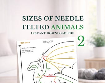 Wire Armature Sizes & Ratios Guide of Needle Felted Animals part 2, (digital download PDF)