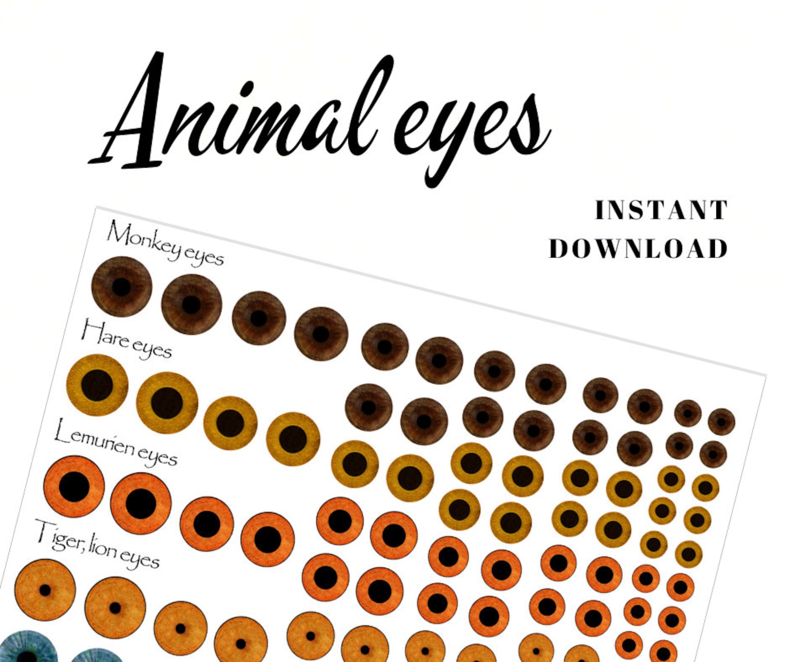Printable Color Animal Eyes Collage Sheet to Handmade Dolls - Etsy