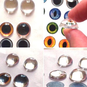 The picture shows a collage sheet and a glass lens into which the eye pattern can be glued.